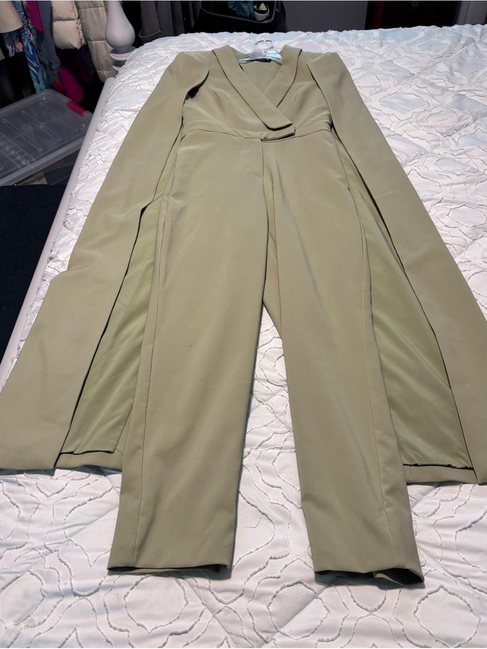 Lavish Alice Olive Green Draped Blazer Jumpsuit